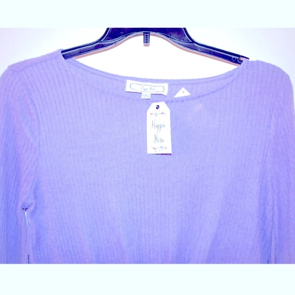 Hippie Rose Knot-Front Ribbed Top M - Picture 2 of 7